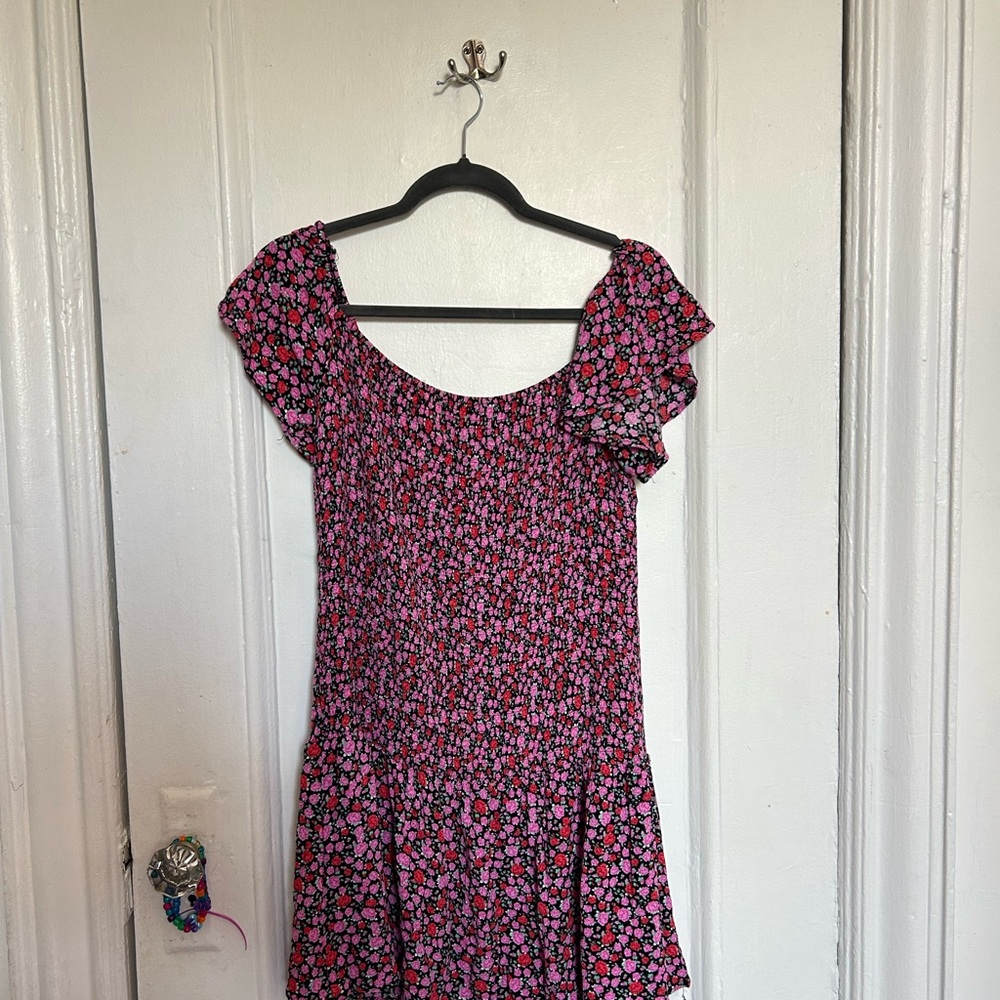 Lulu's Vibrant Pink and Red Floral Dress
